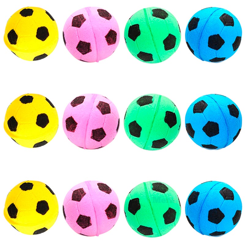 Meric CoCoo 1.5-Inch Soft Foam Cat Soccer Balls, Bouncy & Lightweight, Interactive Indoor Play Toys for Kittens & Cats, Quiet & Durable, Bright Colors, 12-Pack - Image 1